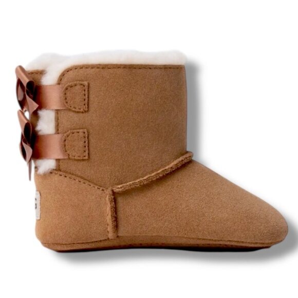 UGG Baby Boots Classic Bailey Bow Boots Chestnut Tan Brown Slip On Size 2 - Picture 3 of 16